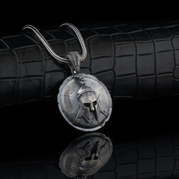 the spartan shield necklace is a product of high class craftsmanship and intricate designing. it's solid structure makes it a perfect piece to use as an everyday jewelry to elevate your style. espada silver