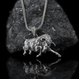 The Silver Bull Pendant is a product of high class craftsmanship and intricate designing. It's solid structure makes it a perfect piece to use as an everyday jewelry to elevate your style.