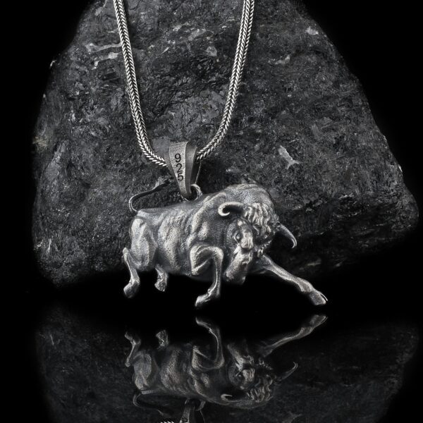 the silver bull pendant is a product of high class craftsmanship and intricate designing. it's solid structure makes it a perfect piece to use as an everyday jewelry to elevate your style.