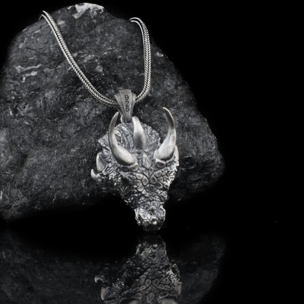 the dragon necklace sterling silver is a product of high class craftsmanship and intricate designing. it's solid structure makes it a perfect piece to use as an everyday jewelry to elevate your style. espada silver