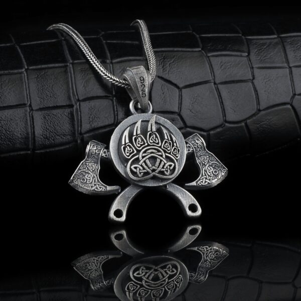 the celtic bear paw necklace is a product of high class craftsmanship and intricate designing. it's solid structure makes it a perfect piece to use as an everyday jewelry to elevate your style. espada silver