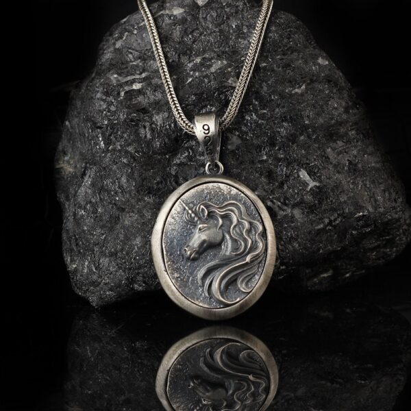 the unicorn necklace sterling silver is a product of high class craftsmanship and intricate designing. it's solid structure makes it a perfect piece to use as an everyday jewelry to elevate your style.