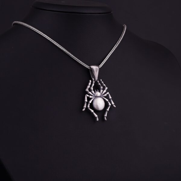 the silver spider necklace is a product of high class craftsmanship and intricate designing. it's solid structure makes it a perfect piece to use as an everyday jewelry to elevate your style. espada silver
