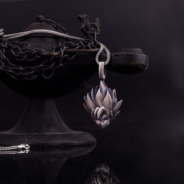 the silver goku necklace is a product of high class craftsmanship and intricate designing. it's solid structure makes it a perfect piece to use as an everyday jewelry to elevate your style. espada silver