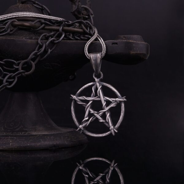 the silver twined pentagram necklace is a product of high class craftsmanship and intricate designing. it's solid structure makes it a perfect piece to use as an everyday jewelry to elevate your style. espada silver