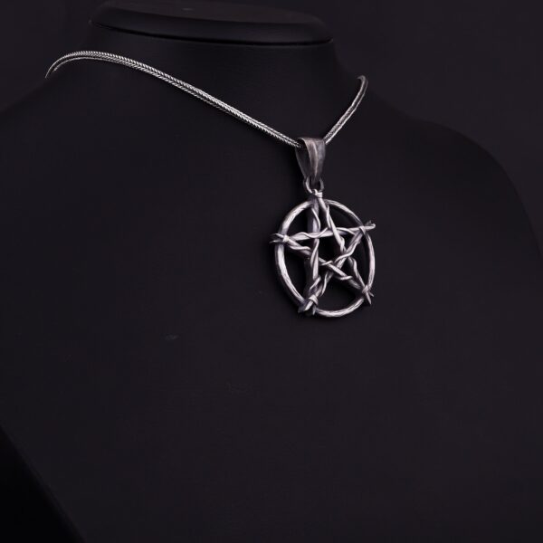 the silver twined pentagram necklace is a product of high class craftsmanship and intricate designing. it's solid structure makes it a perfect piece to use as an everyday jewelry to elevate your style. espada silver