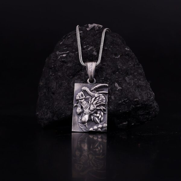 the super saiyan necklace is inspired from the charachter of goku in dragonball z anime. it is a high quality jewelary product with exquisite design and a solid structure perfect for wearing on daily basis for every dragonball z fan.