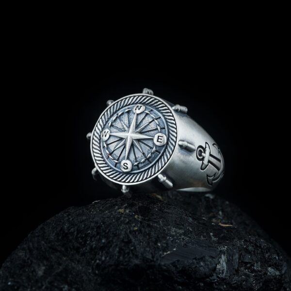 mens compass ring sterling silver is a must have jewelry piece for sea lovers