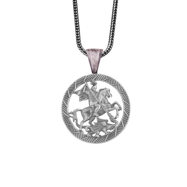 the st george necklace is a product of high class craftsmanship and intricate designing. it's solid structure makes it a perfect piece to use as an everyday jewelry to elevate your style. espada silver