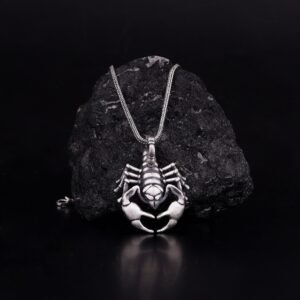 The Silver Scorpion Necklace is a product of high class craftsmanship and intricate designing. It's solid structure makes it a perfect piece to use as an everyday jewelry to elevate your style.