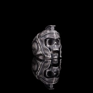925k silver roman soldier ring skull ring