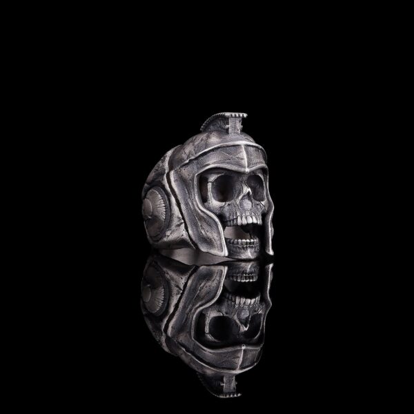 925k silver roman soldier ring skull ring