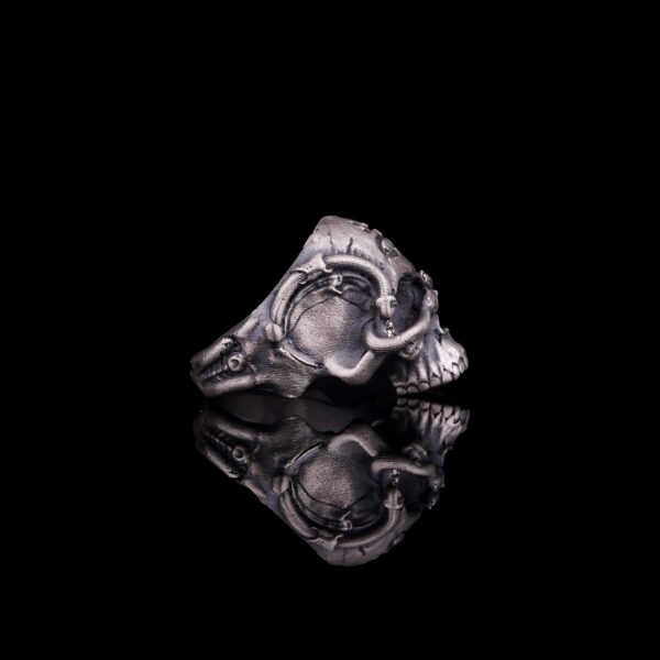 the sterling silver azazel ring is a product of high class craftsmanship and intricate designing. it's solid structure makes it a perfect piece to use as an everyday jewelry to elevate your style. espada silver