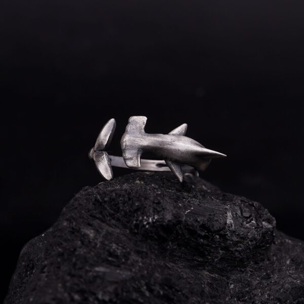 the hammerhead shark ring is a product of high class craftsmanship and intricate designing. it's solid structure makes it a perfect piece to use as an everyday jewelry to elevate your style.