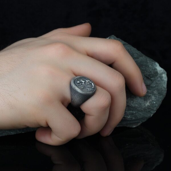 the st christopher ring is a product of high class craftsmanship and intricate designing. it's solid structure makes it a perfect piece to use as an everyday jewelry to elevate your style. espada silver