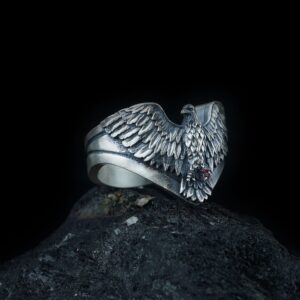 The Silver Eagle Ring is a product of high class craftsmanship and intricate designing. It's solid structure makes it a perfect piece to use as an everyday jewelry to elevate your style.