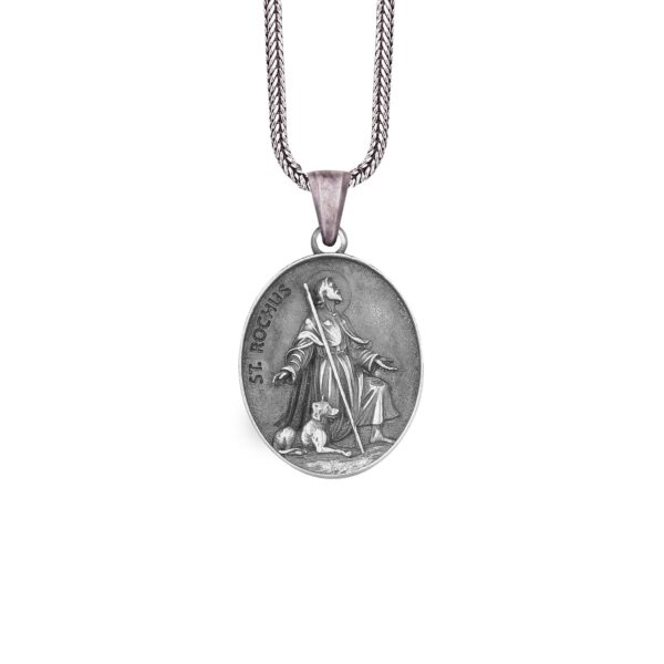 the saint roch necklace is a product of high class craftsmanship and intricate designing. it's solid structure makes it a perfect piece to use as an everyday jewelry to elevate your style. espada silver