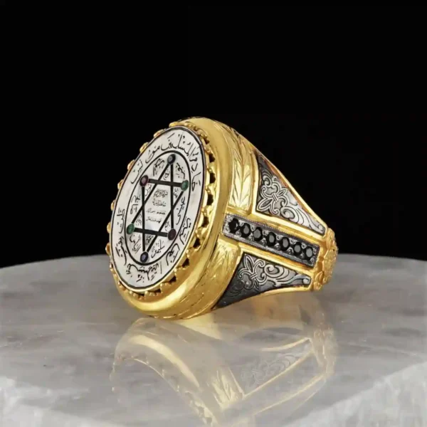 solomon ring is a sterling silver jewelry piece that has a seal of solomon ornament on top it is also known as star of david