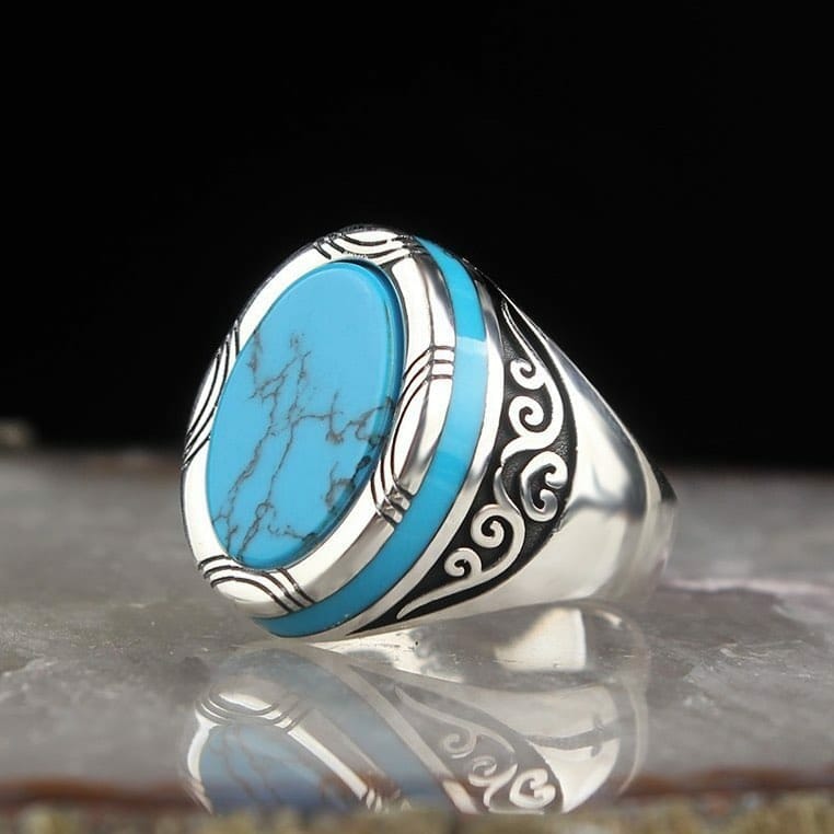 turquoise ring gemstone sterling silver for men
