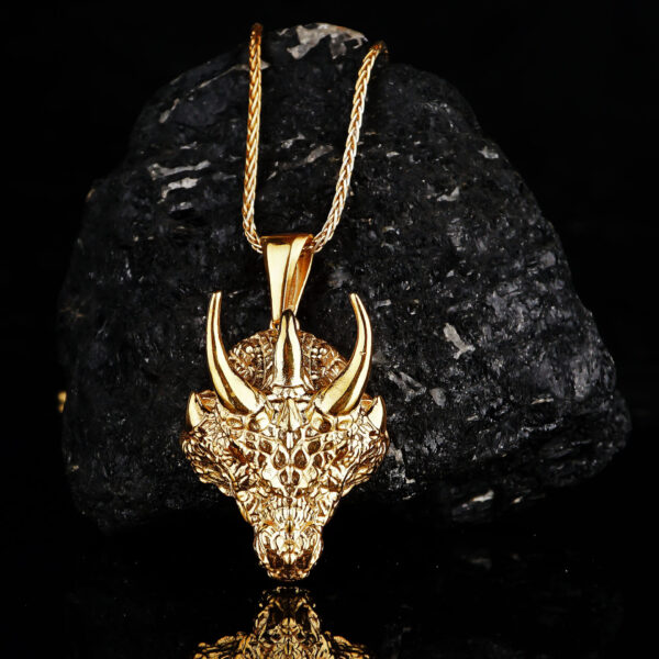 gold plated dragon head necklace