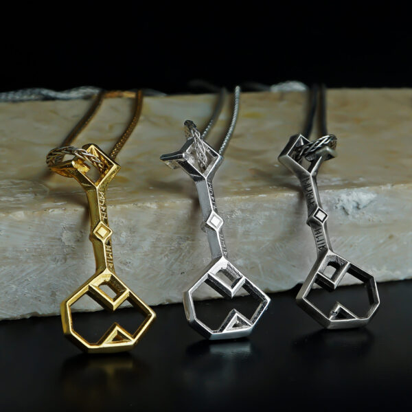 three dwarf key of erebor necklace. one of them is gold plated, the other is oxidized and the last one is polished.