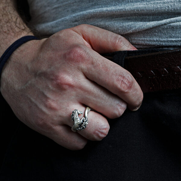 a men wearing horse ring.