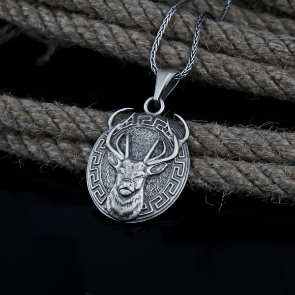 oxidized white stag necklace inspired by the hobbit