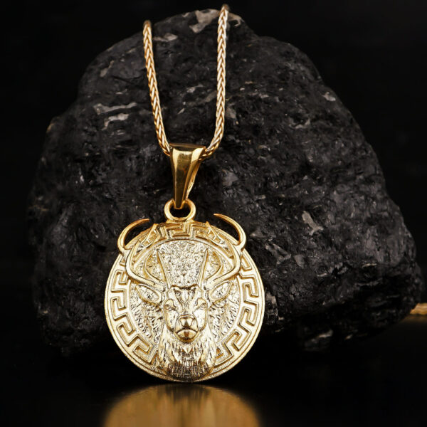 gold plated white stag necklace for hobbit fans